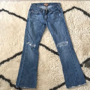 A&F distressed bootcut jeans